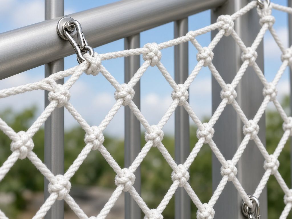 Detalle de anclajes de una malla de protección